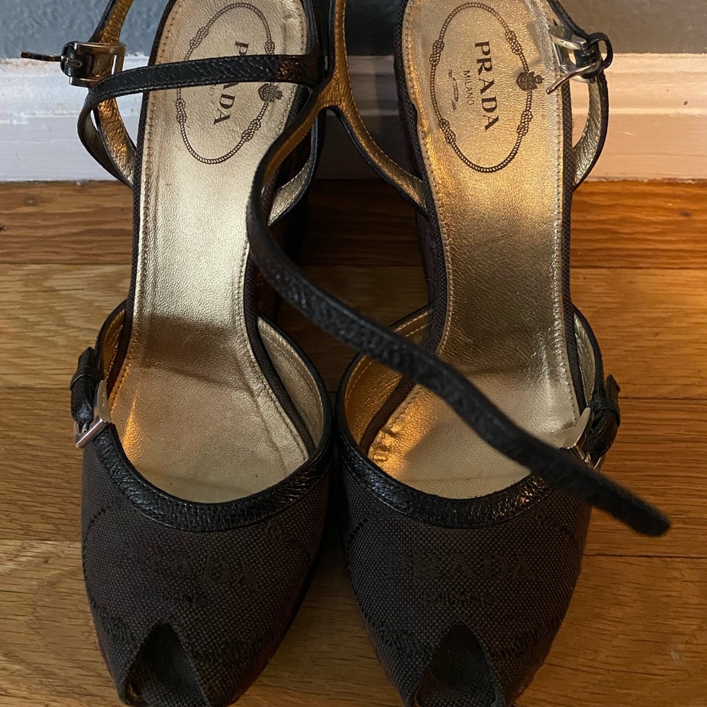 Prada peep toe Strappy sandals.